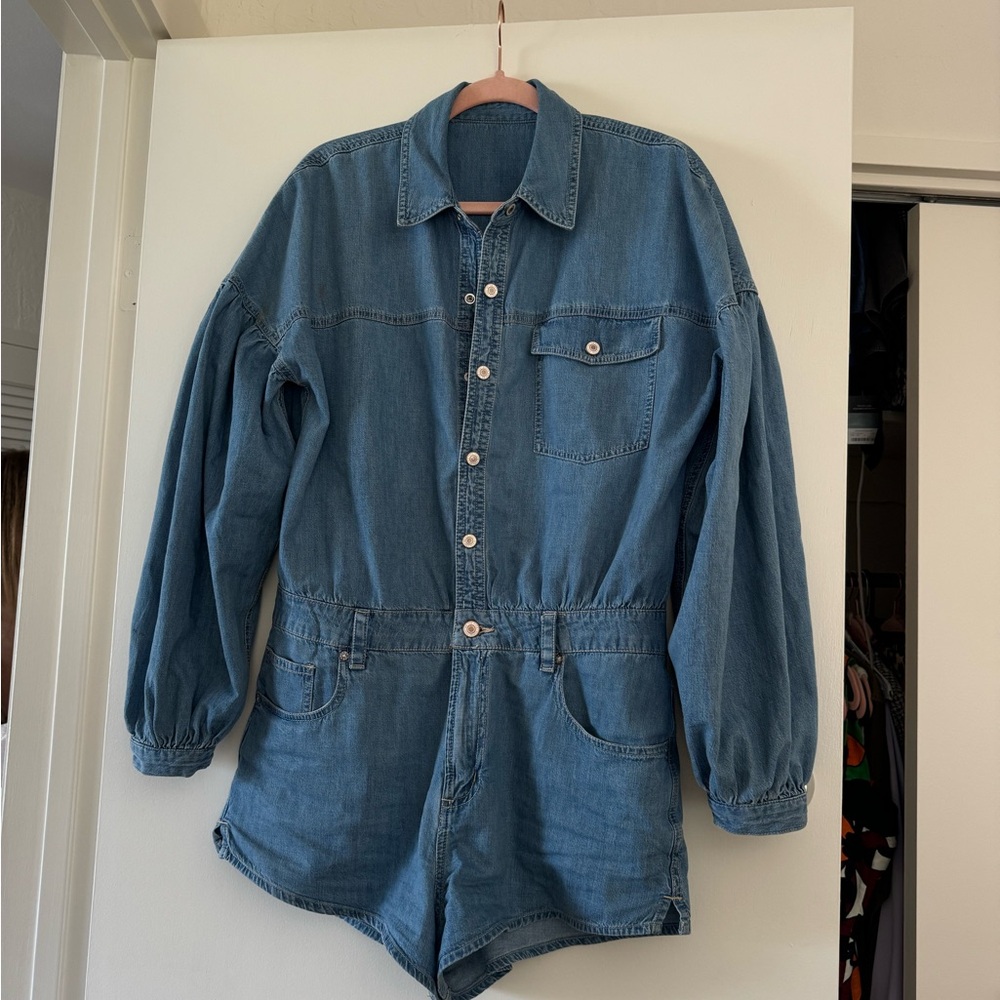 Free People Blue Denim Romper - Picture 4 of 6